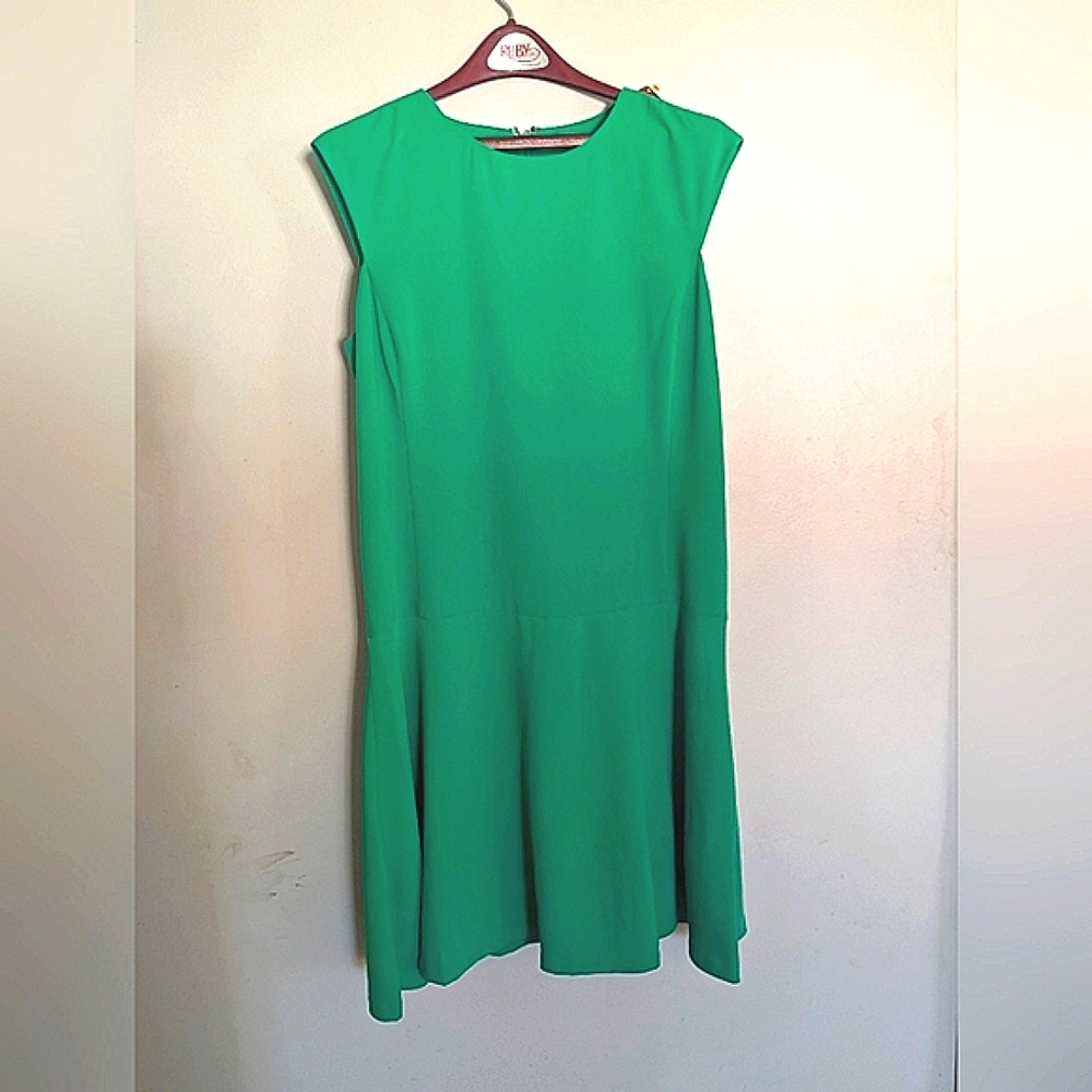 NWOT Lauren Ralph Lauren Hampton Green Drop Waist Cap Sleeve Shift Dress 14